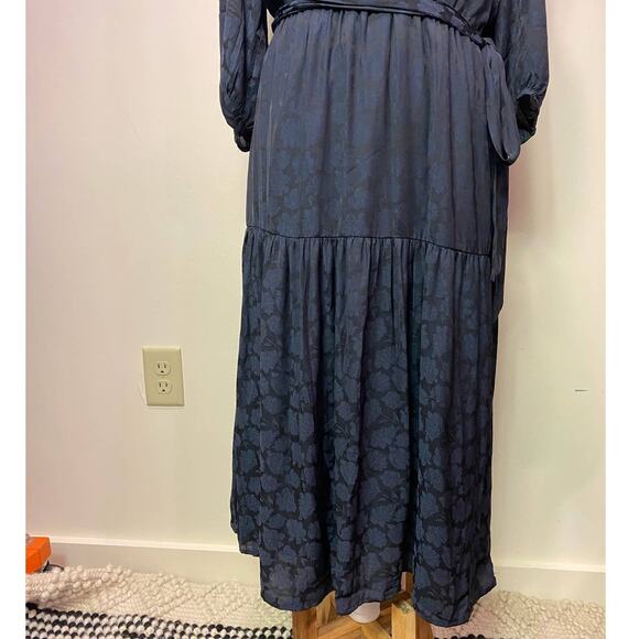 NWT Navy Blue Banana Republic Tiered Belted Dress Medium Boho Casual Fall Winter - Picture 5 of 9
